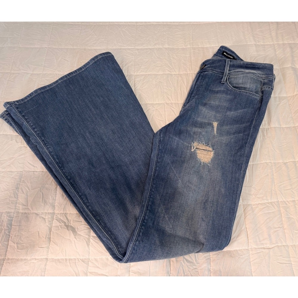 Los Angeles Black Orchid Distressed Flare Leg Jeans Y2K Denim Blue Size 30‎